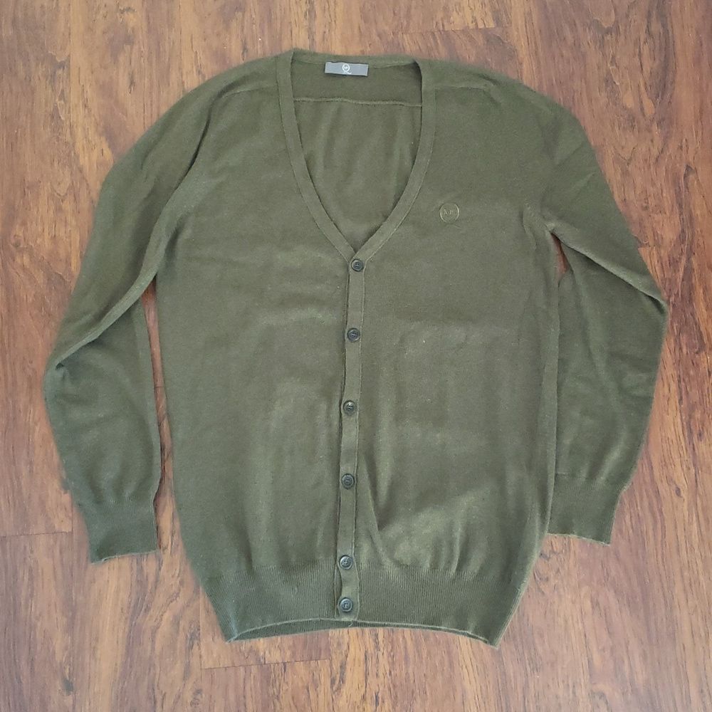 Alexander McQueen Mens Olive Wool Cashmere Blend Cardigan Size Medium Preppy